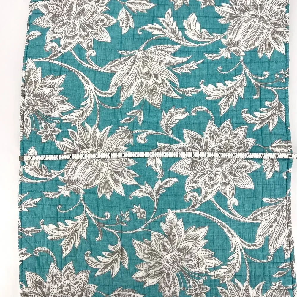 Villa Lugano Pair of Teal and White Quilted Pillow Shams 20